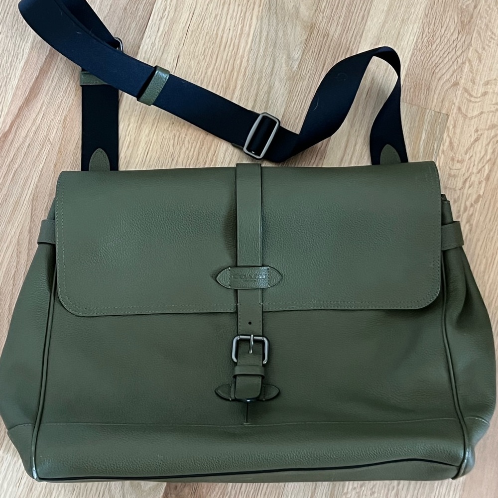 Coach Hudson Green Leather Messenger Bag